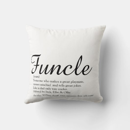 機能クールおもしろい叔父おもしろい引用文白黒 クッション (裏面)