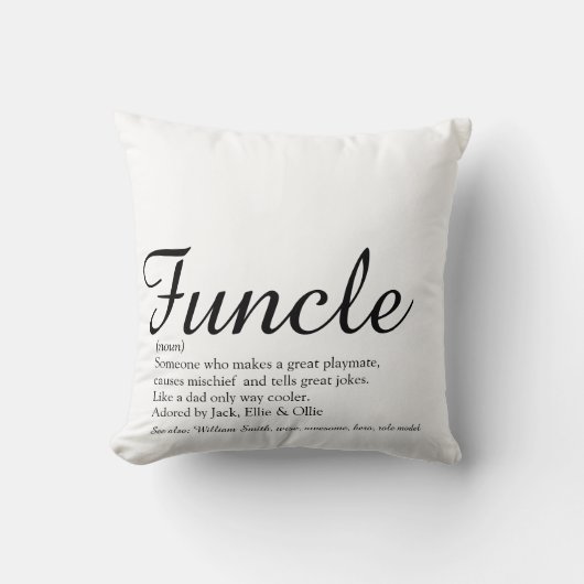 機能クールおもしろい叔父おもしろい引用文白黒 クッション (正面)