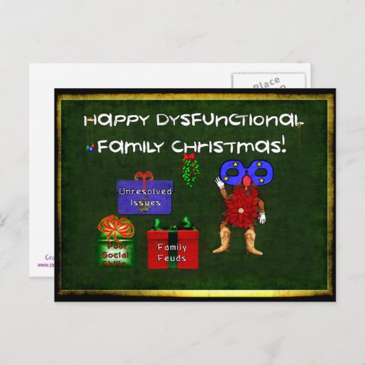 機能不全の家族のクリスマス シーズンポストカード (正面/裏面)