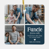 機能3フォトコラージュ定義かわいいクリスマス セラミックオーナメント (正面)