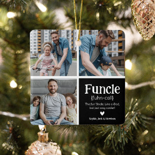 機能3フォトコラージュ定義かわいいクリスマス セラミックオーナメント