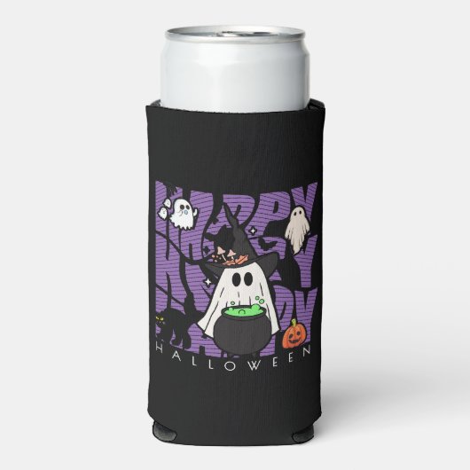 機転おもしろい | ハッピーハローウィン魔法&いたずら スリム缶クーラー (Seltzer正面)
