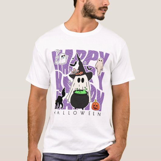 機転おもしろい | ハッピーハローウィン魔法&いたずら Tシャツ (正面)