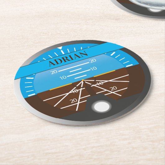 機長共同パイロット便楽器プリント ラウンドペーパーコースター (アングル)