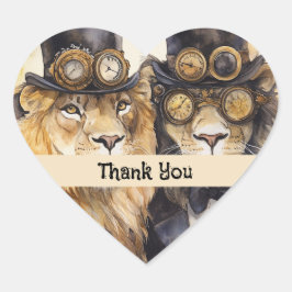 機関仕掛けの2頭の雄ライオン ハートシール