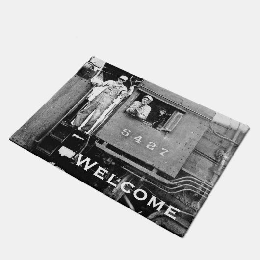 機関士およびコンダクターのヴィンテージの鉄道 ドアマット (アングル)