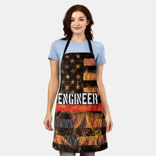 機関士消防士旗 エプロン (着用した状態)