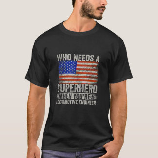 機関車おもしろい技士スーパーヒーローヴィンテージT型 Tシャツ