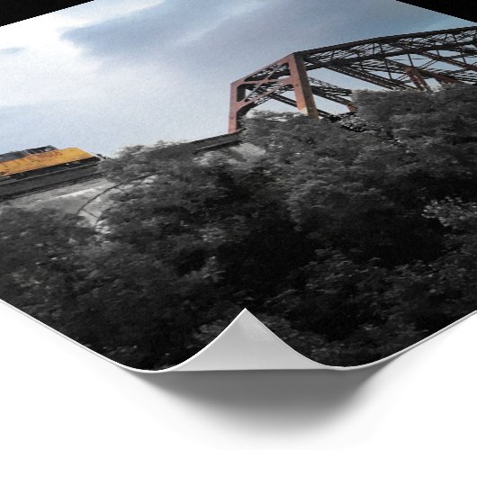 機関車が橋を渡る ポスター (角)