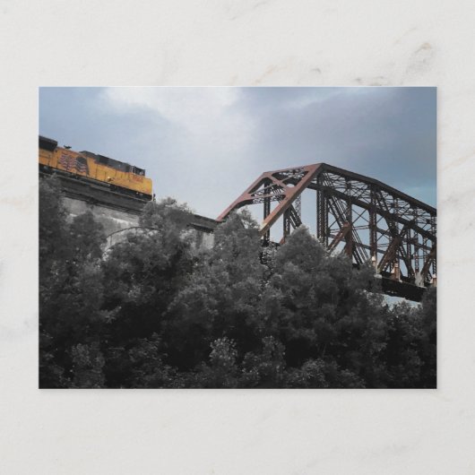 機関車が橋を渡る ポストカード (正面)