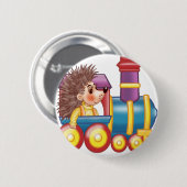 機関車とハリネズミ 缶バッジ (正面&裏面)