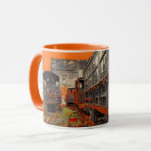 機関車と列車の荷馬車が鳴り響く マグカップ (正面左)