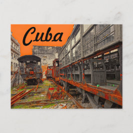 機関車と列車の荷馬車のはがき ポストカード