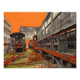 機関車と列車の車の写真プリント フォトプリント           