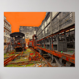 機関車と列車の馬車のポスター ポスター