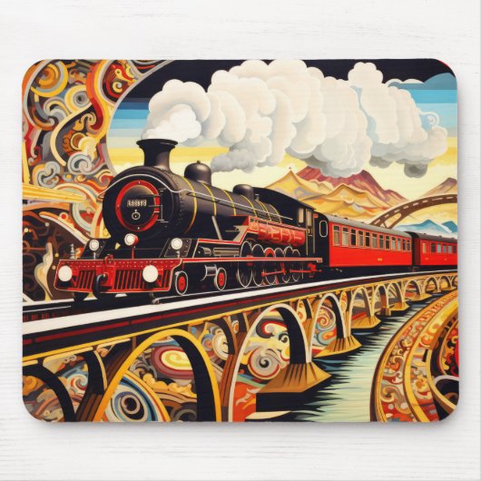機関車のコンセプト抽象芸術カラフル風景 マウスパッド (正面)