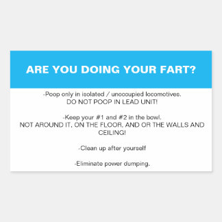 機関車のバスルームのエチケット 長方形シール