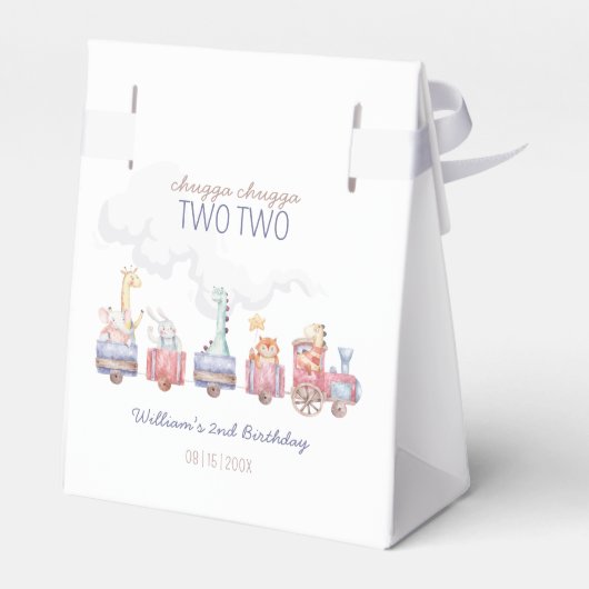 機関車の友達と動物園の動物たちを招待する誕生日パーティーのお知らせ フェイバーボックス (裏面サイド)