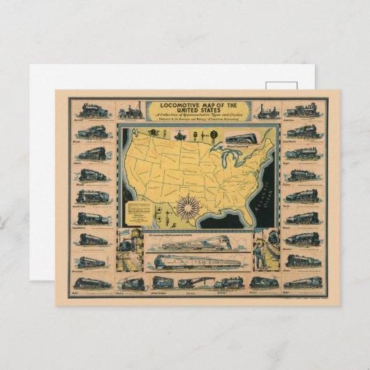 機関車の州の地統一された図 ポストカード (正面/裏面)