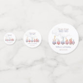 機関車の2歳誕生日パーティー招待状 ゾウ動物 コンフェッティ (正面)