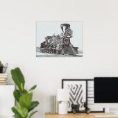 機関車の「工業革命」インクスケッチ ポスター (ホームオフィス)