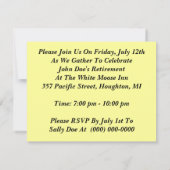 機関車をかき立てている退職のパーティの招待状RR 招待状 (裏面)