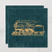 機関車アンティークヴィンテージアートレトロスタイル シーズンカード (正面/裏面)