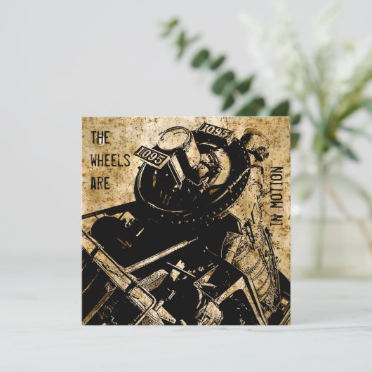 機関車グランジパーティの招待状テンプレート 招待状 (スタンド正面)