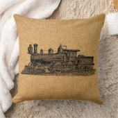機関車ヴィンテージ蒸気機関&マップスタイル クッション (ブランケット)
