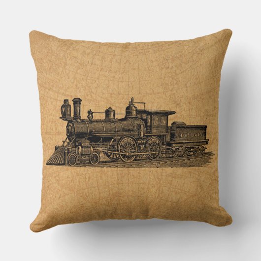 機関車ヴィンテージ蒸気機関&マップスタイル クッション (裏面)