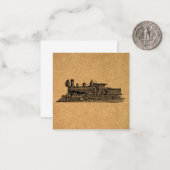 機関車ヴィンテージ蒸気機関&マップスタイル ノートカード (正面/裏面インサイチュ)