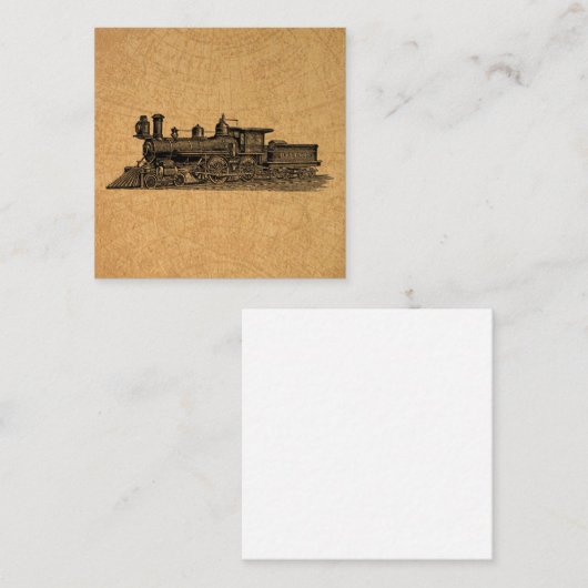 機関車ヴィンテージ蒸気機関&マップスタイル ノートカード (正面/裏面)