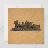 機関車ヴィンテージ蒸気機関&マップスタイル 招待状 (正面)
