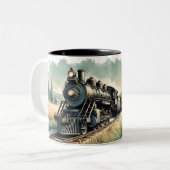 機関車旅行 – 農村風景 ツートーンマグカップ (正面左)