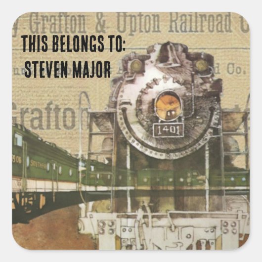 機関車汽車蒸気機関名称 スクエアシール (正面)