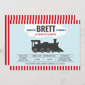 機関車直長列車誕生日招待状 招待状 (正面/裏面)