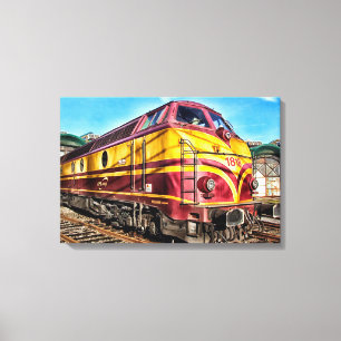 機関車蒸気機関列車シャワーキャンバスアート キャンバスプリント