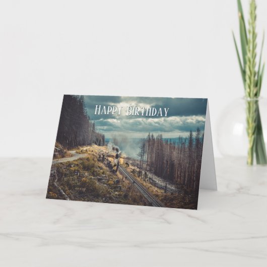 機関車鉄道旅行愛好誕生日 カード (正面)