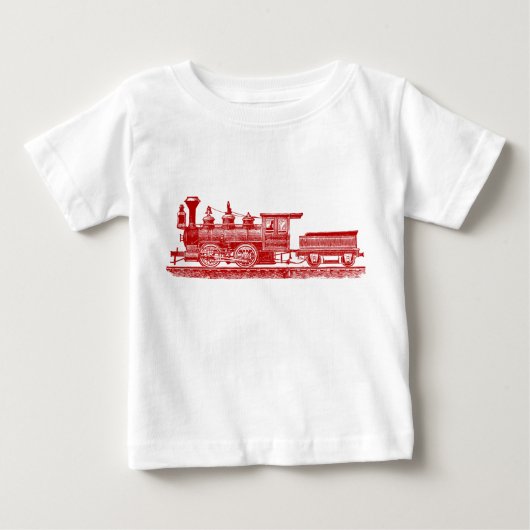 機関車02 – ルビーレッド ベビーTシャツ (正面)