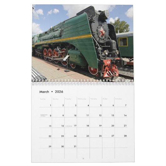 機関車 カレンダー (3月 2026)