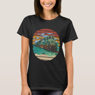 機関車I愛する列車T鉄道車掌 Tシャツ