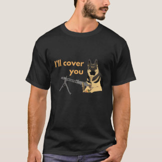 機関銃を持つドイツの羊飼い犬 Tシャツ