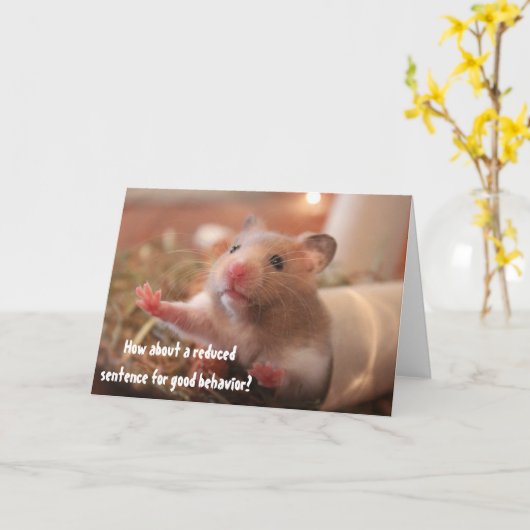 檻のおもしろい中のハムスターは良い行動の挨拶 カード (黄色い花)