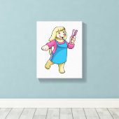 櫛で理容師をする犬 キャンバスプリント (インサイチュ (ウッドフロア))