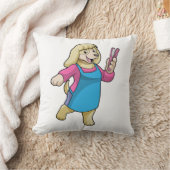 櫛で理容師をする犬 クッション (ブランケット)