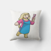 櫛で理容師をする犬 クッション (裏面)