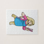 櫛で理容師をする犬 ジグソーパズル (横)