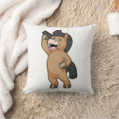 櫛で美容師として馬 クッション (ブランケット)