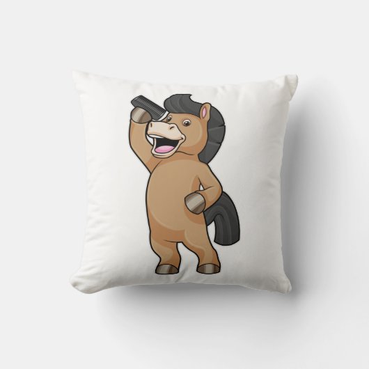 櫛で美容師として馬 クッション (正面)