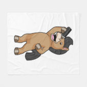 櫛で美容師として馬 フリースブランケット (正面(横))